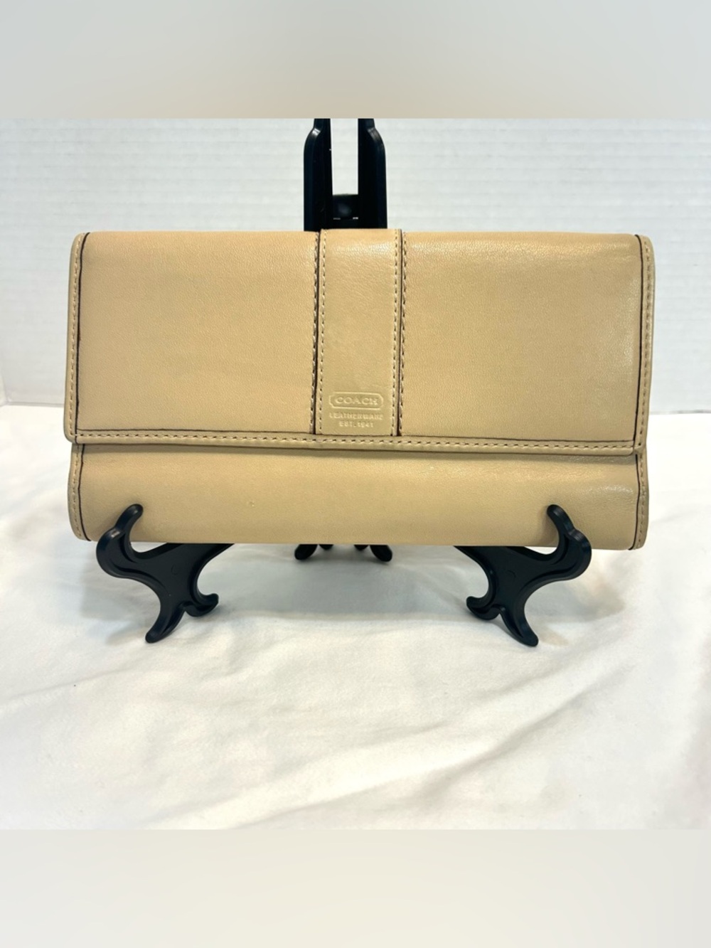 Coach Neutral Beige Leather Long Wallet